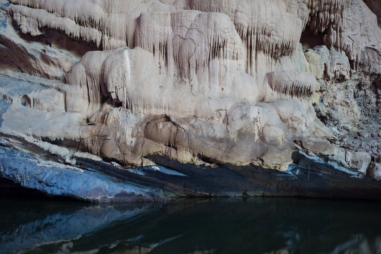 Stalactite rock formations in En Cave, the third largest cave in the world, is in the heart of the Phong Nha Ke Bang National Park in the Quang Binh province of Central Vietnam