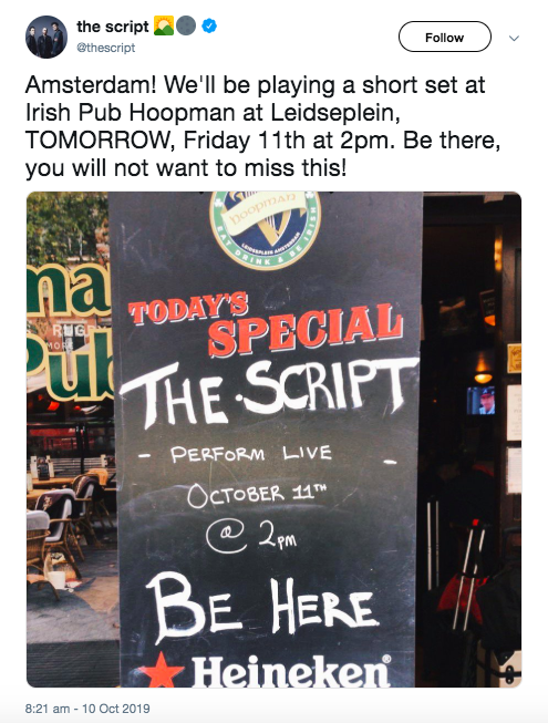 verrassingsconcert The Script FEM FEM