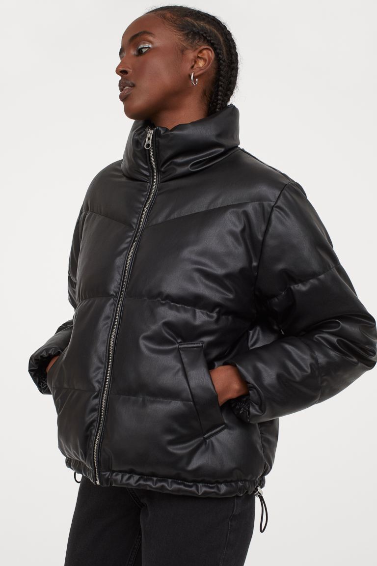 boxy pufferjacket leer