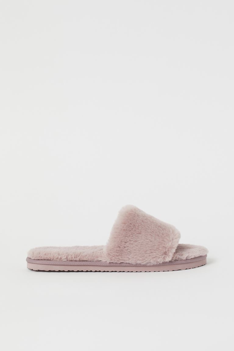 sloffen imitatiebont roze