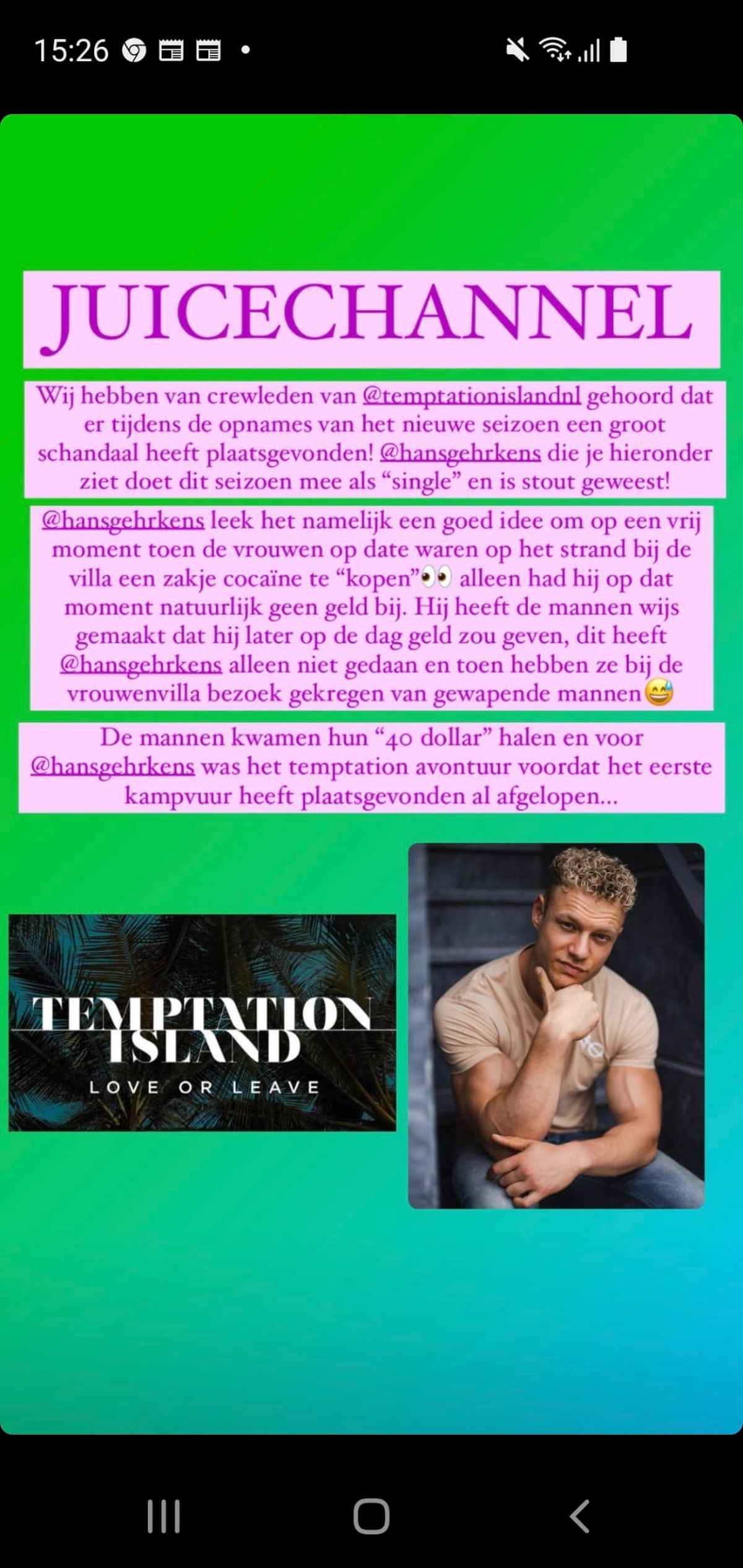 Instagram story Juice Channel