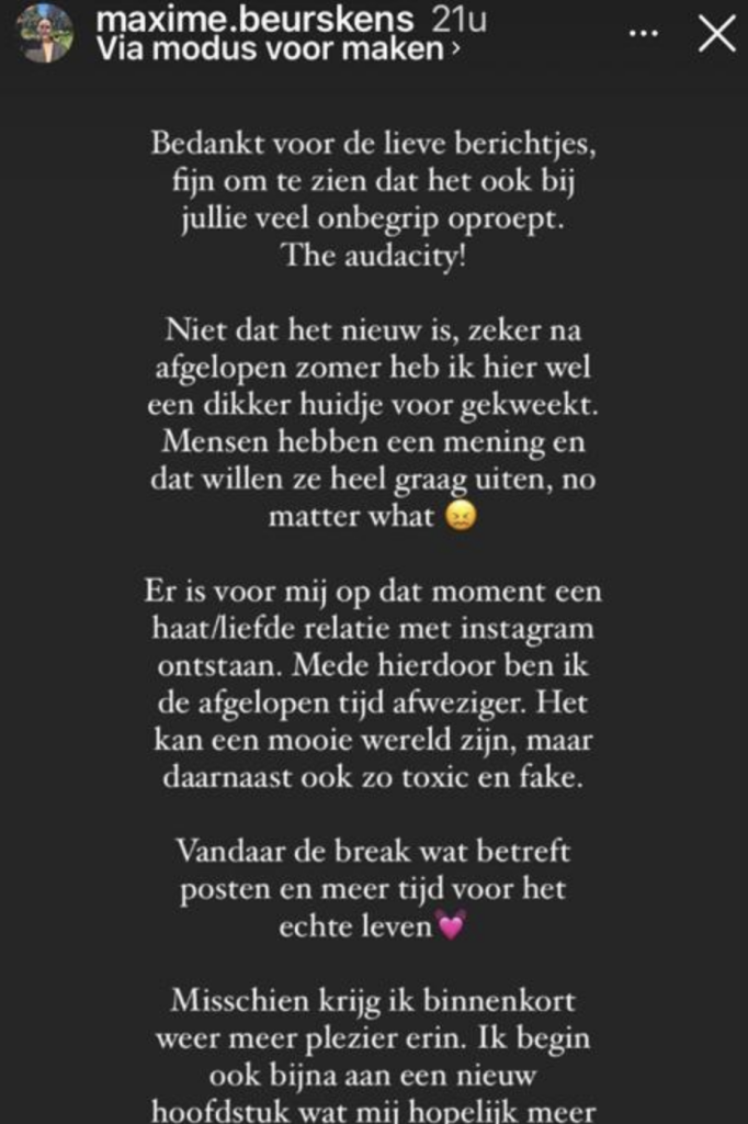 Bron: Instagram @maxime.beurskens