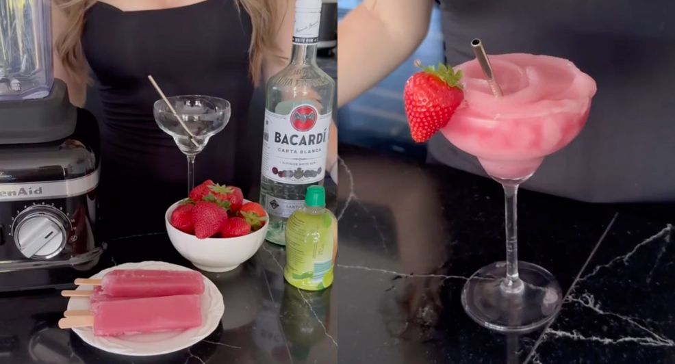 frozen cocktail van aardbeien waterijsjes