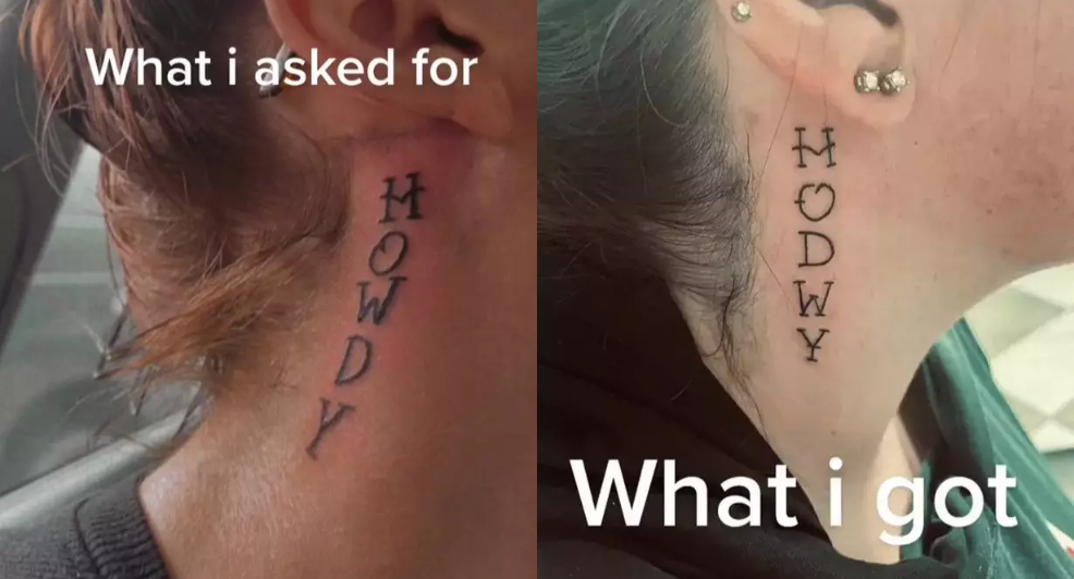 Tattoo blunder verkeerd gespeld tekst