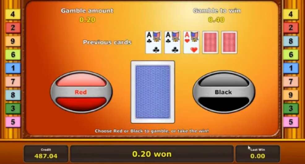 een voorbeeld van een online gokkast met gamble feautures