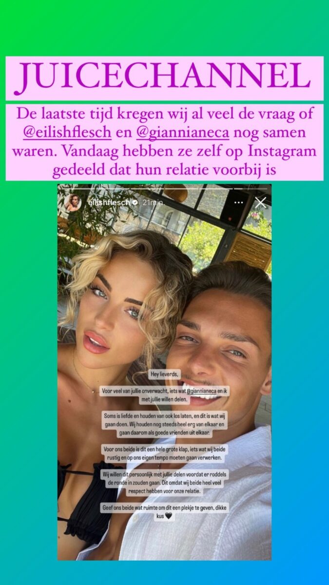 Gianni en Eilish Love Island uit elkaar